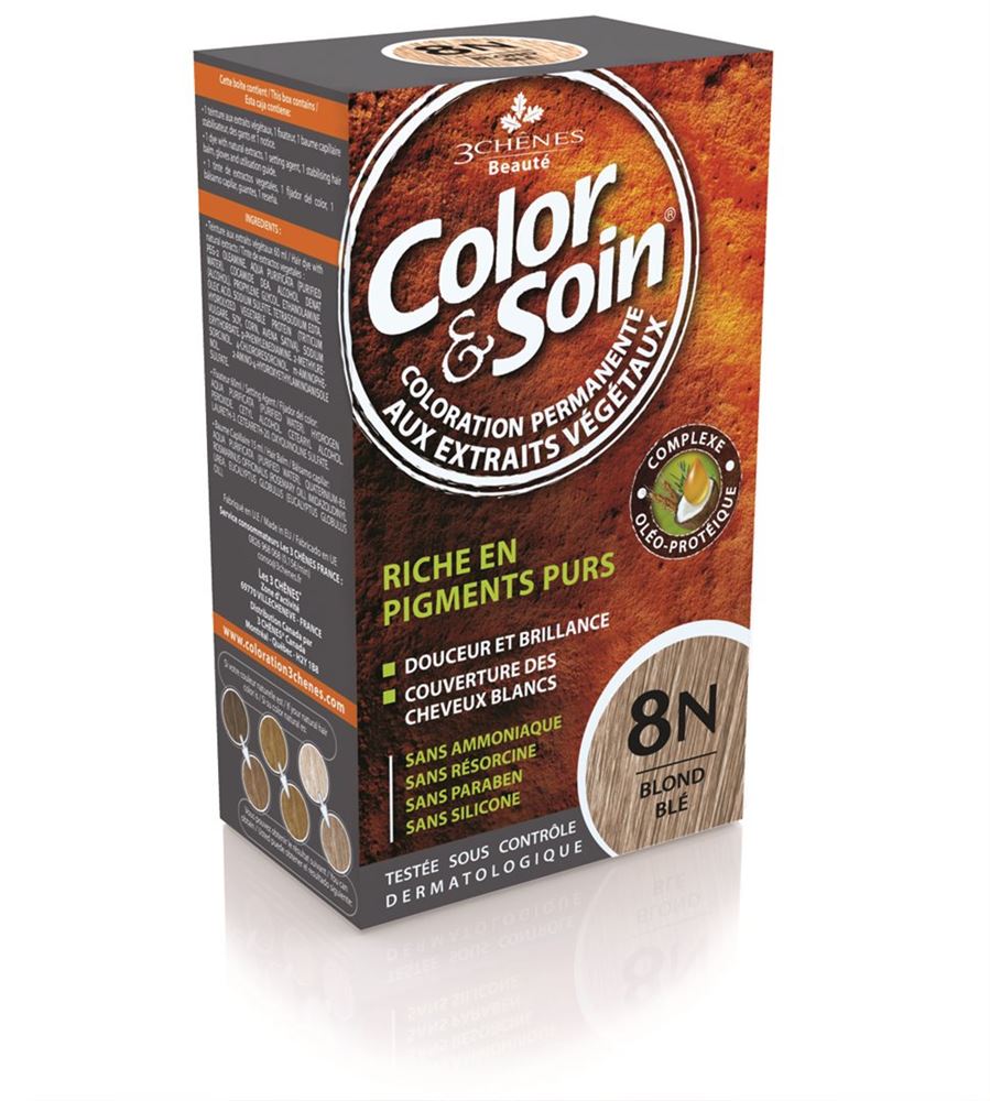 Les Trois Chênes Color & Soin Coloration 8N blond blé 135 ml