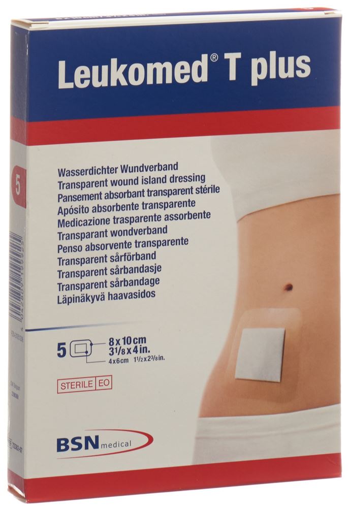 Leukomed T plus transparenter Wundverband 8x10cm mit Wundauflage 5 Stk