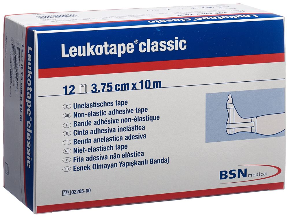 Leukotape classic economy Pflasterband 10mx3.75cm weiss 12 Stk