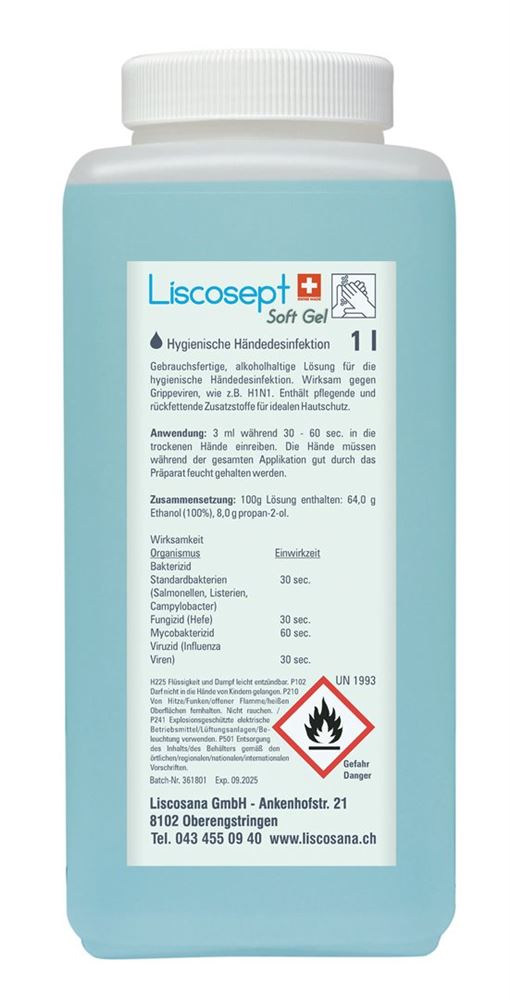 Liscosept Soft Gel Händedesinfektion Euroflasche 1000 ml
