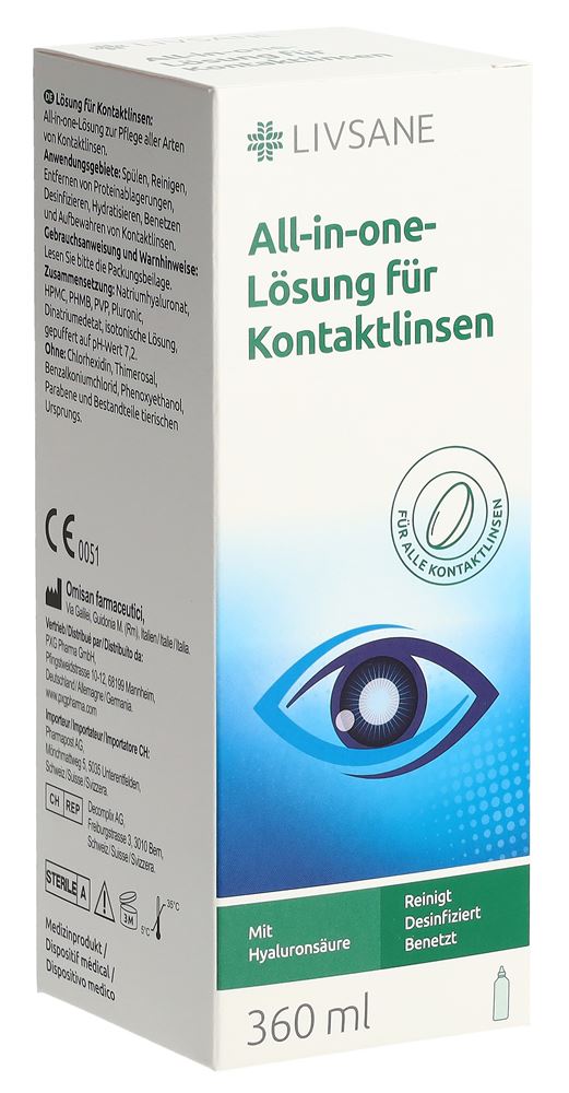 Livsane All-in-one-Lösung für Kontaktlinsen Fl 360 ml