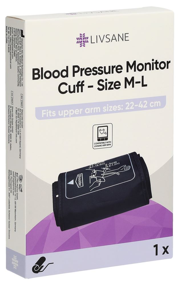 Livsane Blutdruckmessmanschette M-L 22-42cm zu Arm-30E+ Aoj-30C