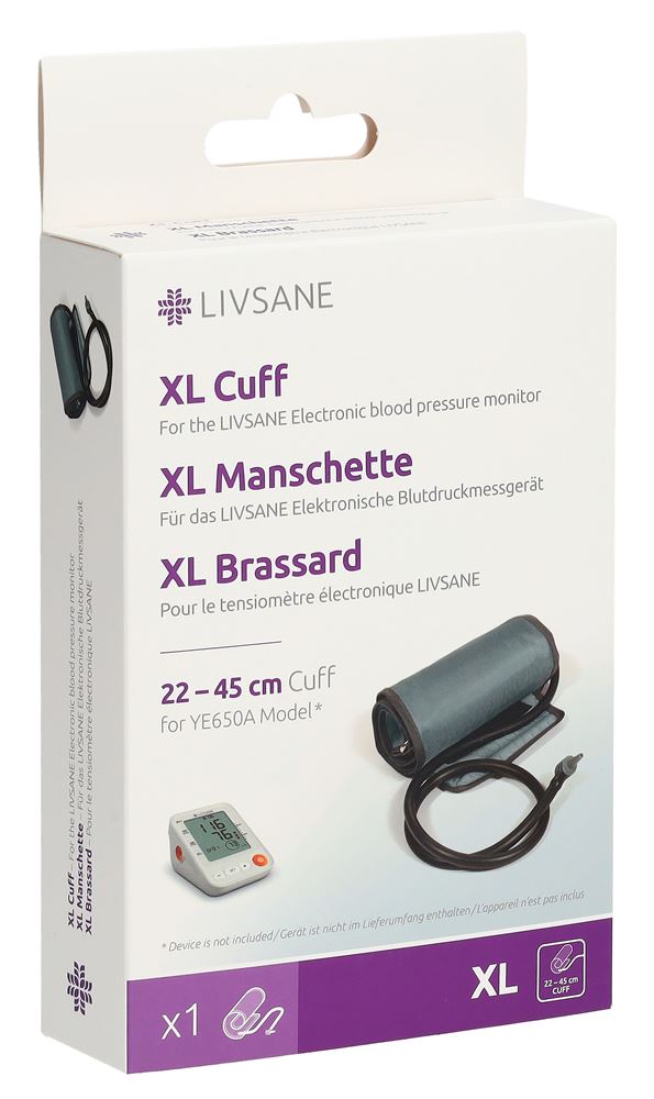 Livsane Manschette XL 22-45cm zu Blutdruckmessgerät Ye650A