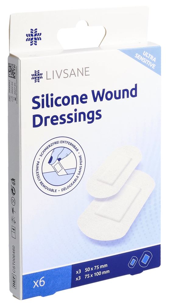 Livsane Silikon-Wundverbände ultra sensitive 6 Stk