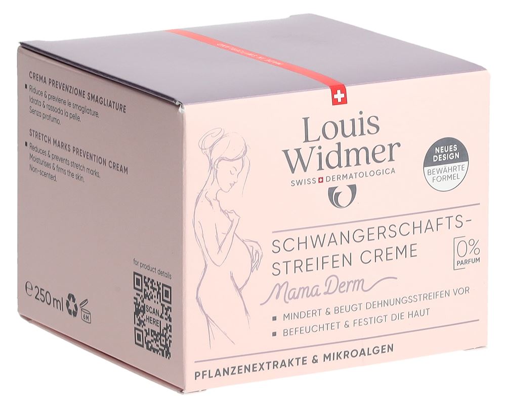 Louis Widmer MamaDerm Schwangerschaftsstreifen Creme ohne Parfum 250 ml