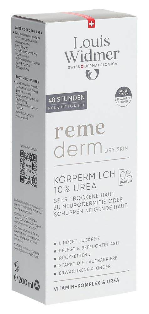Louis Widmer Remederm Körpermilch 10% Urea ohne Parfum 200 ml