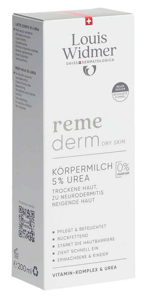 Louis Widmer Remederm Körpermilch 5% Urea ohne Parfum 200 ml