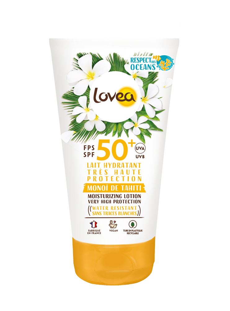 Lovea feuchtigkeitsspendende Milch Spf50+ sehr hoher Schutz Monoï de Tahiti Tb 150 ml