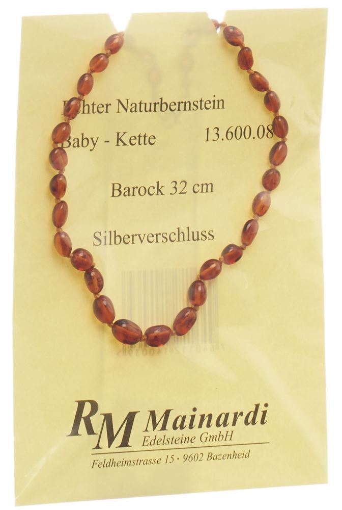 Mainardi Natur Bernstein 32cm Barock Silberverschluss