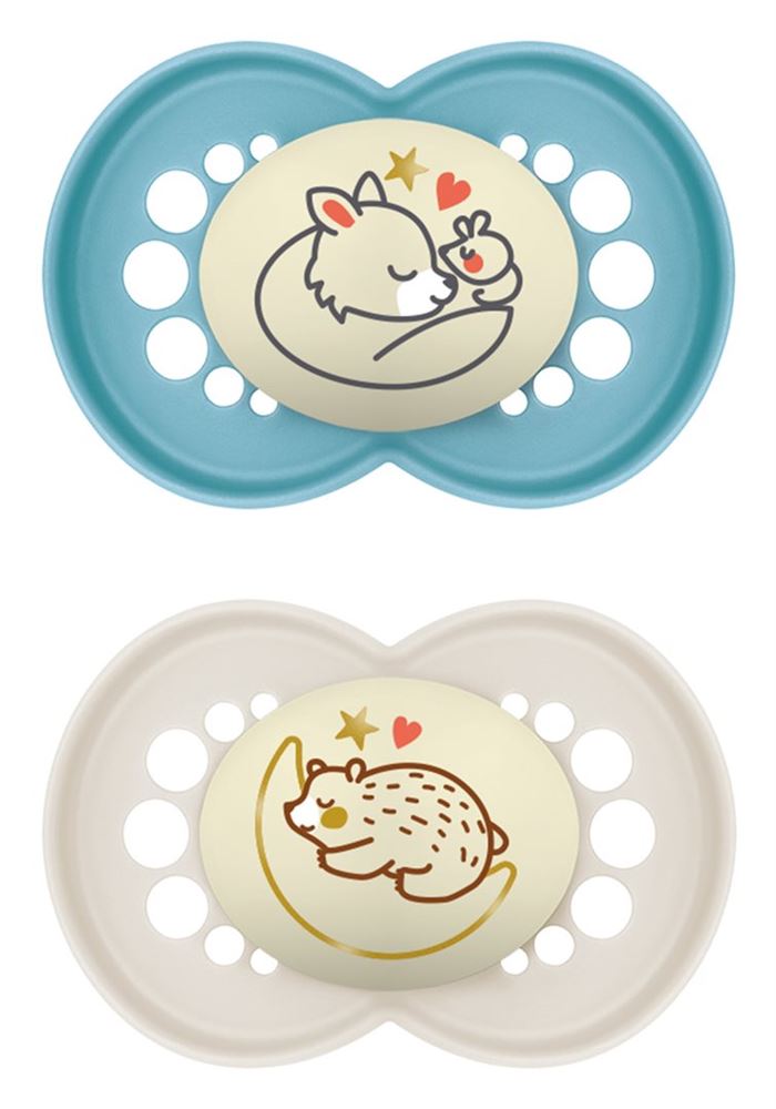 MAM Night Nuggi Silikon 6-16 Monate Boy 2 Stk