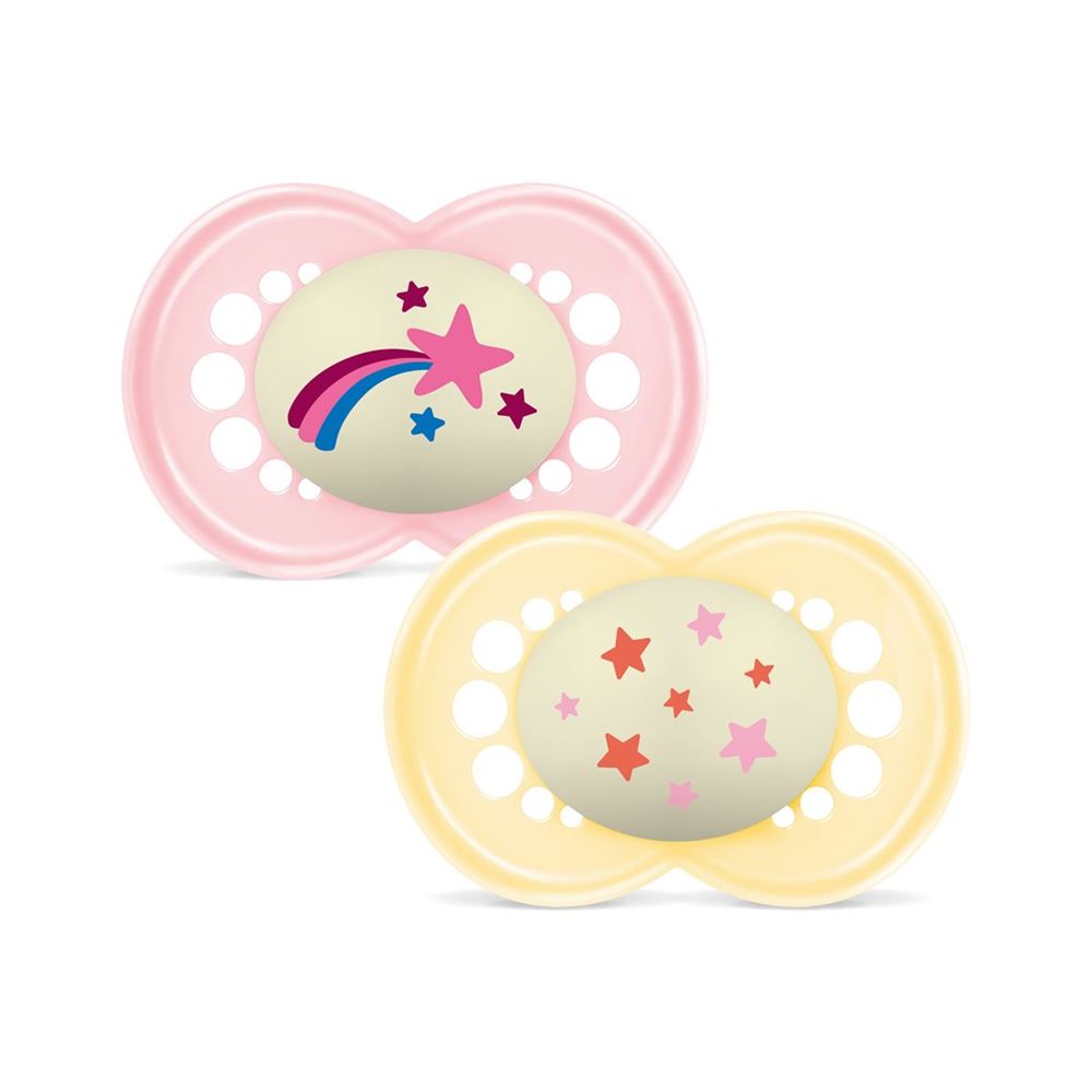MAM Night Nuggi Silikon 6-16 Monate Girl 2 Stk
