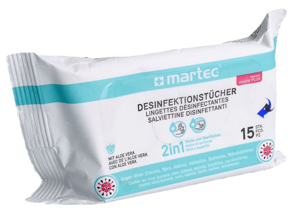 martec Desinfektionstücher 2in1 15 Stk