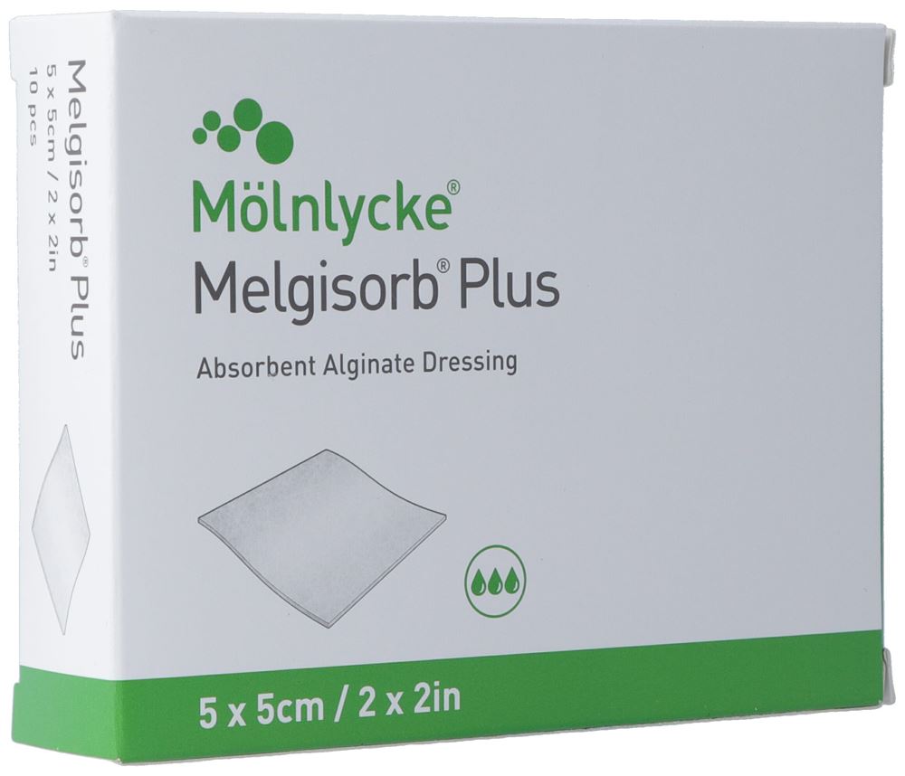 Melgisorb Plus Alginat-Verband 5x5cm steril 10 Stk