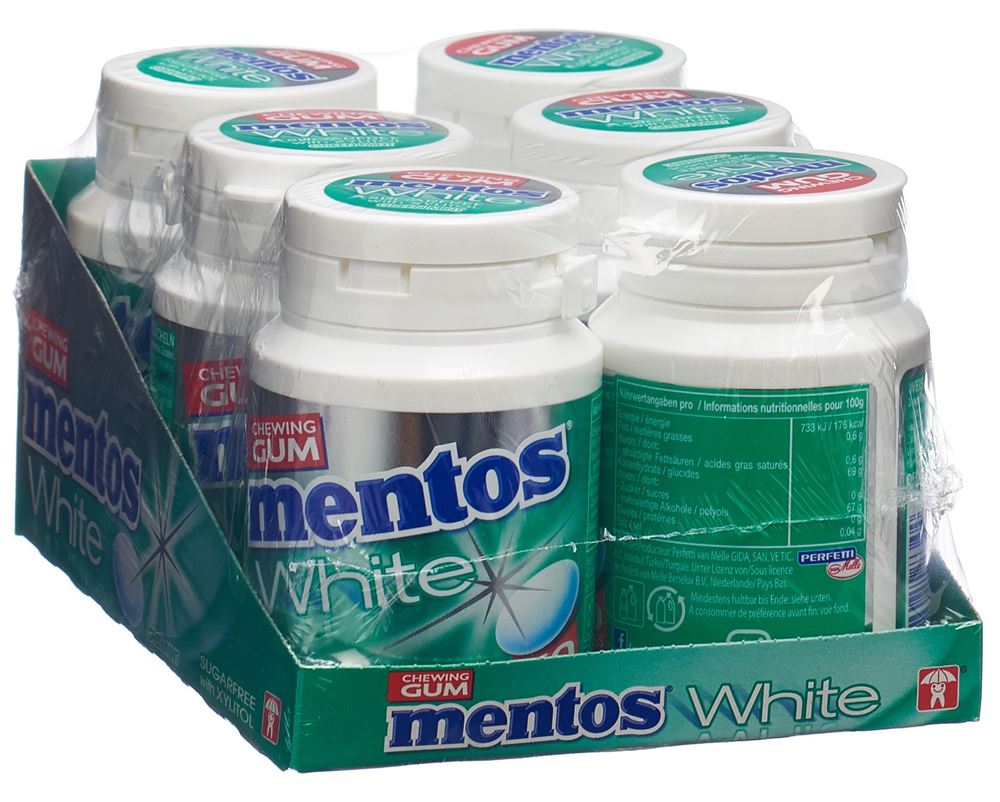 Mentos Gum White Green Mint 6 x 75 g