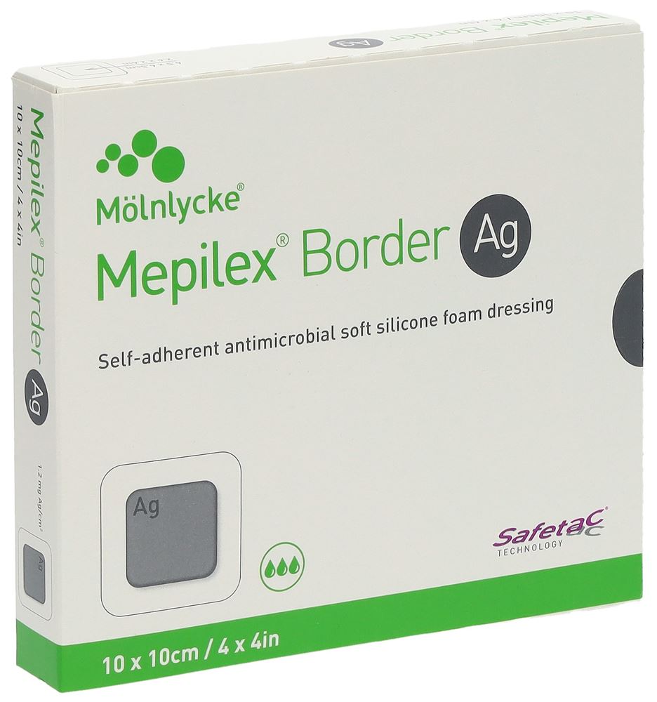 Mepilex Ag Border Schaumverband 10x10cm 5 Stk