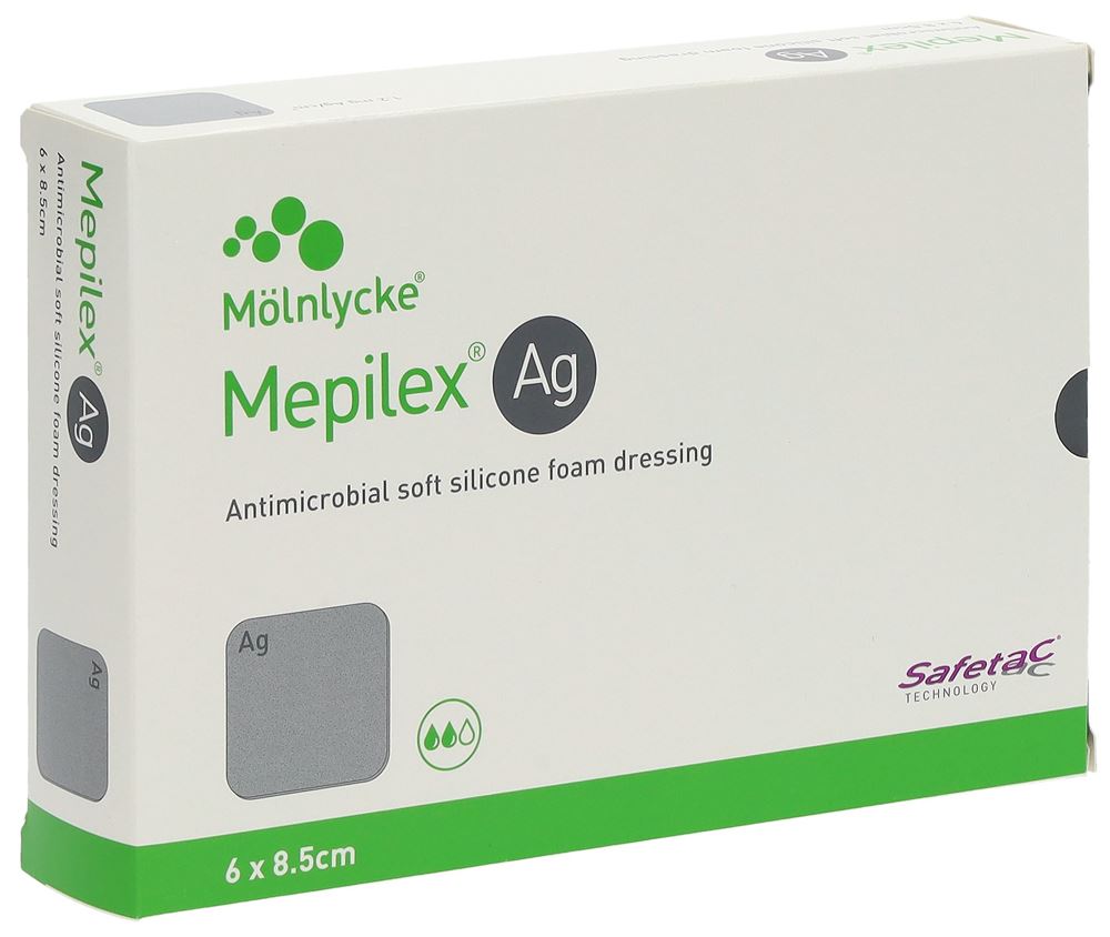 Mepilex Ag Schaumverband Safetac 6×8.5cm Silikon 5 Stk