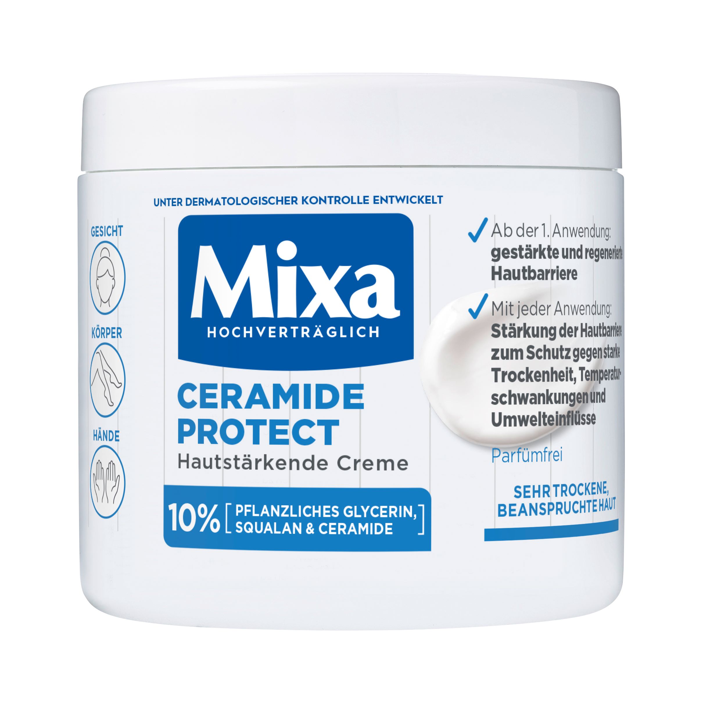 Mixa Ceramide Deep Moisture Hautstärkende Creme Gesicht Körper und Hände 400 ml