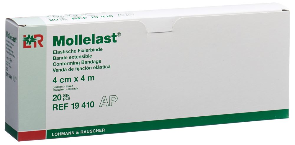 Mollelast Elastische Fixierbinde 4cmx4m weiss 20 Stk