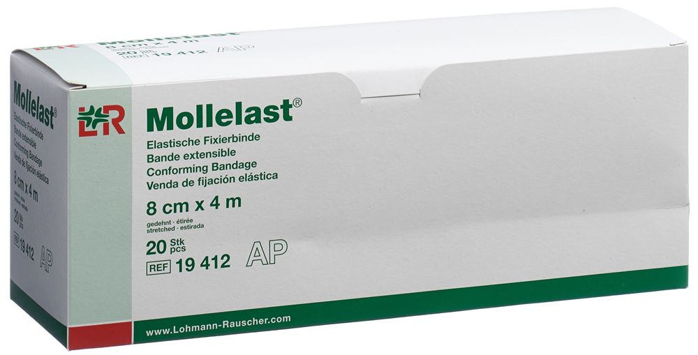 Mollelast Elastische Fixierbinde 8cmx4m weiss 20 Stk
