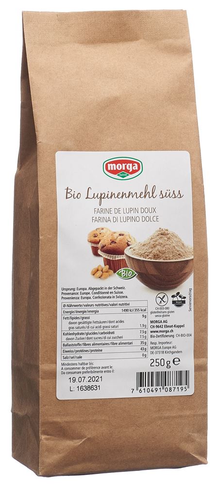 morga Lupinenmehl süss Bio glutenfrei 250 g