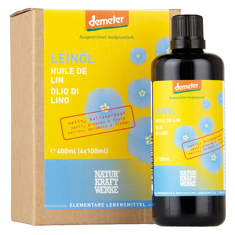 NaturKraftWerke Leinöl nativ Demeter 4 x 100 ml