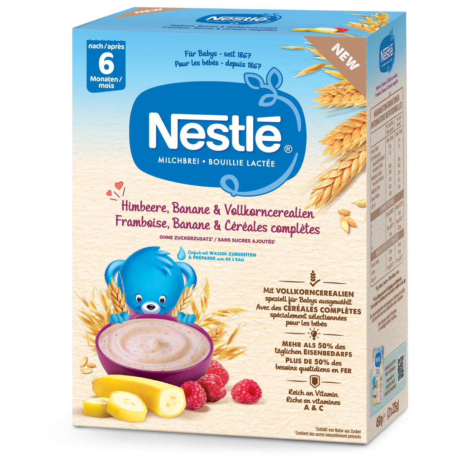 Nestlé Milchbrei Himbeere Banane & Vollkorncerealien 6 Monate 450 g