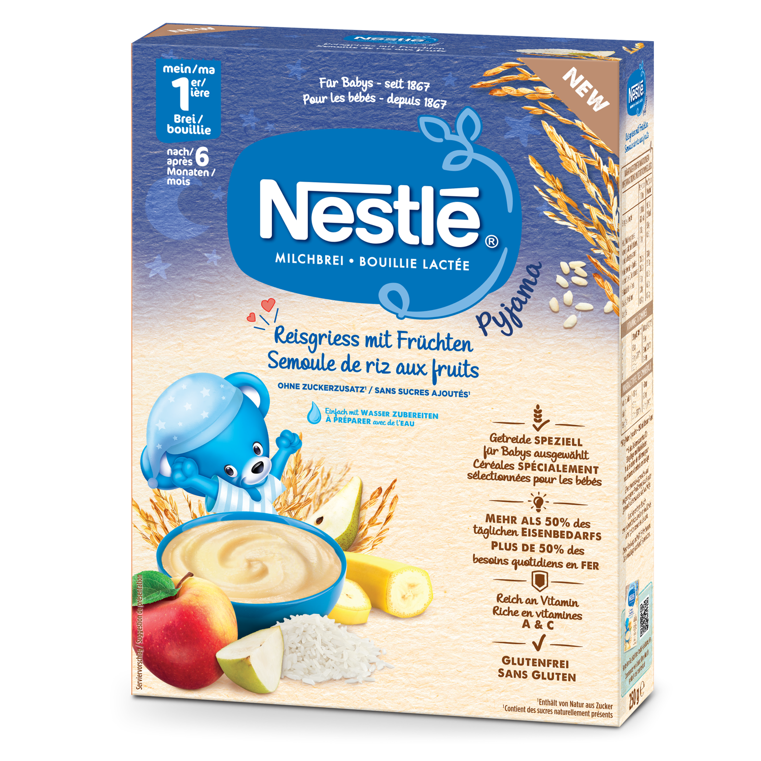 Nestlé Reisgriess Pyjama mit Früchten 6 Monate 250 g