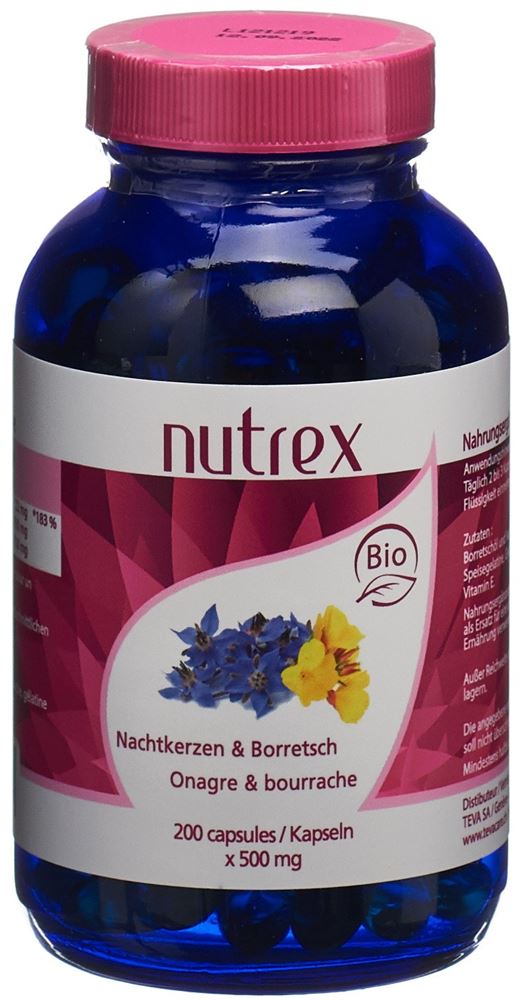 Nutrex Nachtkerzenöl & Borretschöl Kapseln 500 Mg Bio Ds 200 Stück