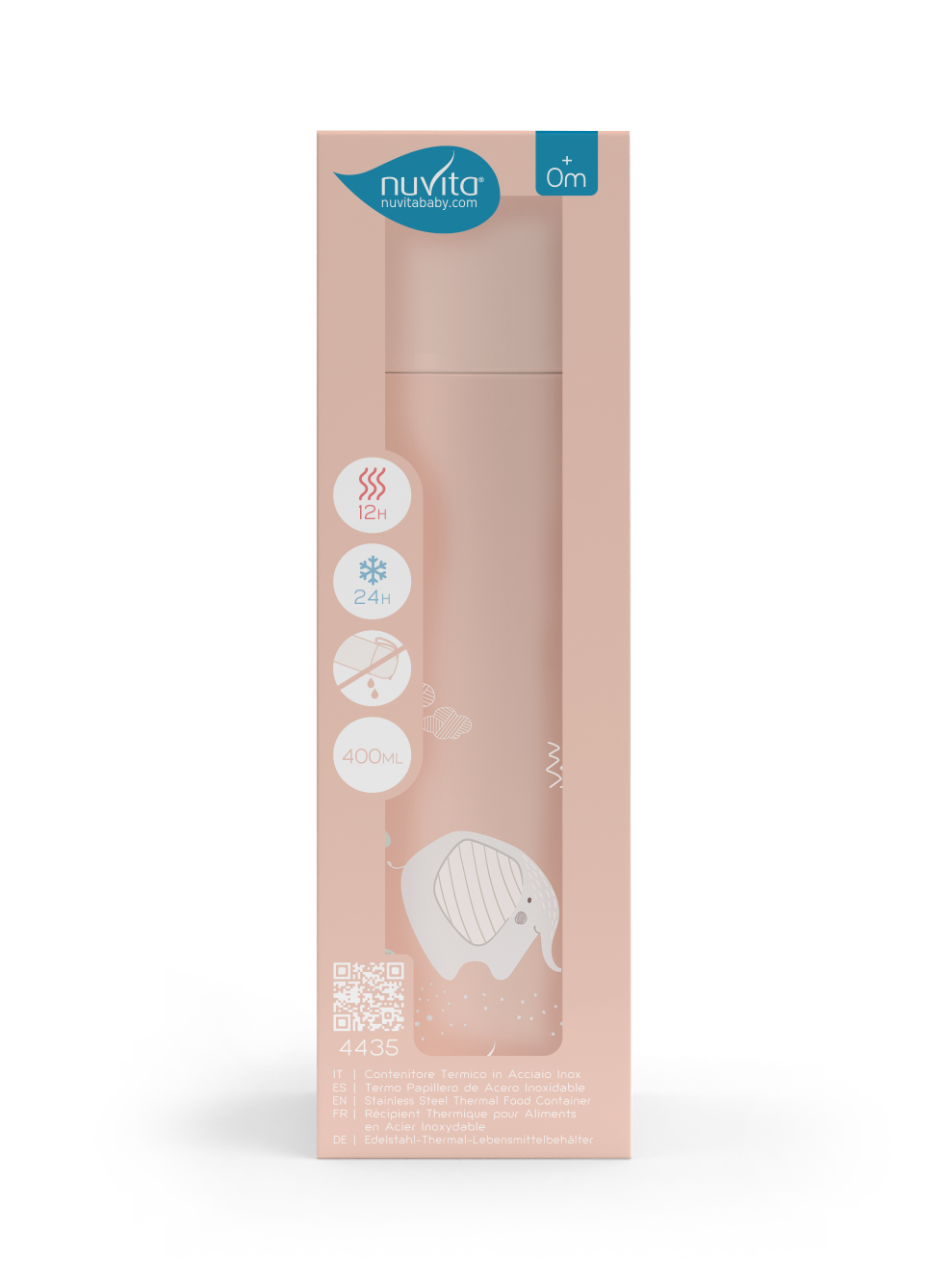 Nuvita Thermosflasche Baby 400ml mit Trinkbecher rosa