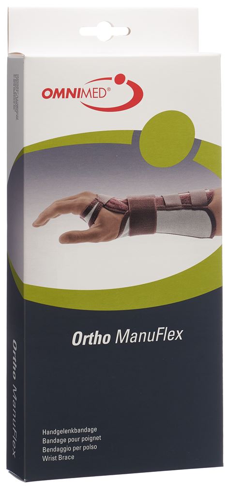 Omnimed Ortho Manu Flex Handgelenk-Bandage M 22cm rechts grau/bordeaux
