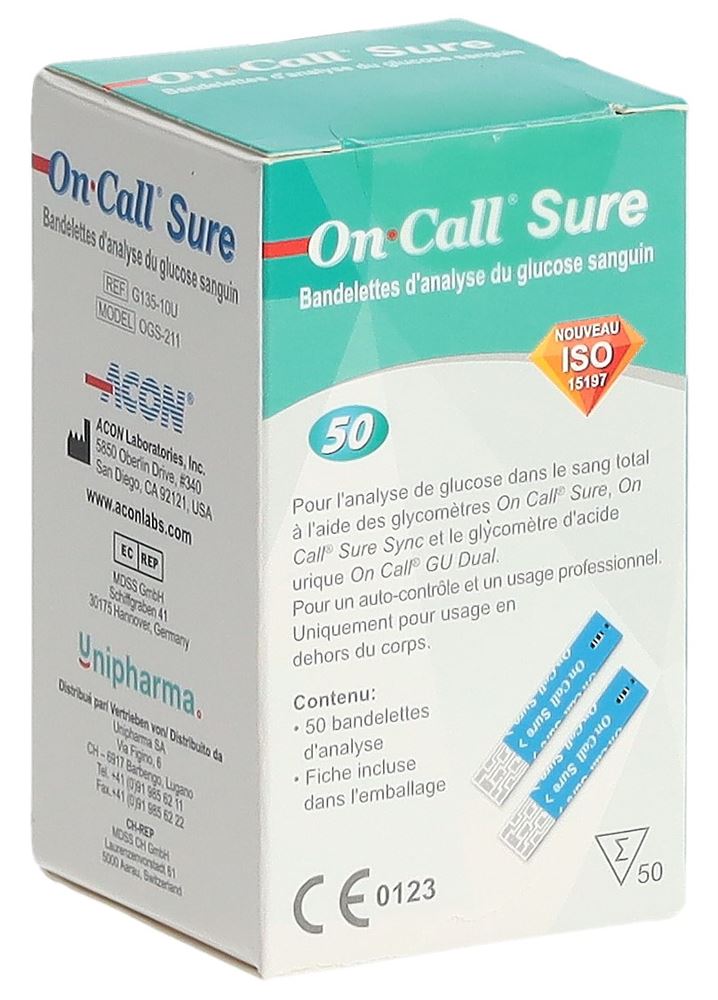 On Call Sure Blutglukoseteststreifen 50 Stk