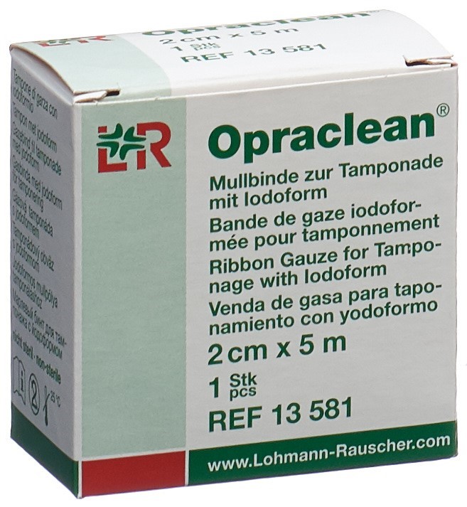 Opraclean Mullbinde zur Tamponade mit Jodoform 2cmx5m
