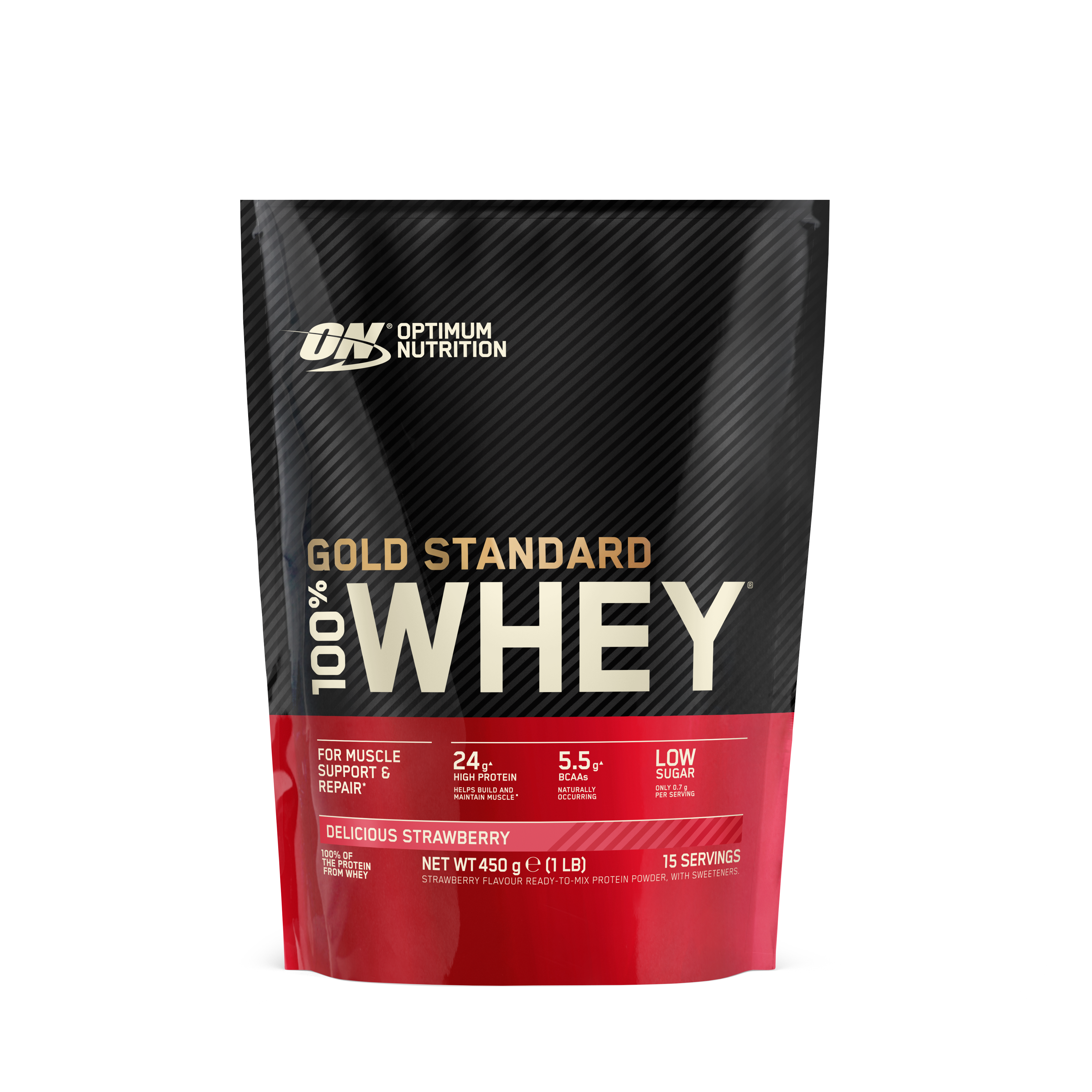 Optimum 100% Whey Gold Standard Strawberry Btl 450 g