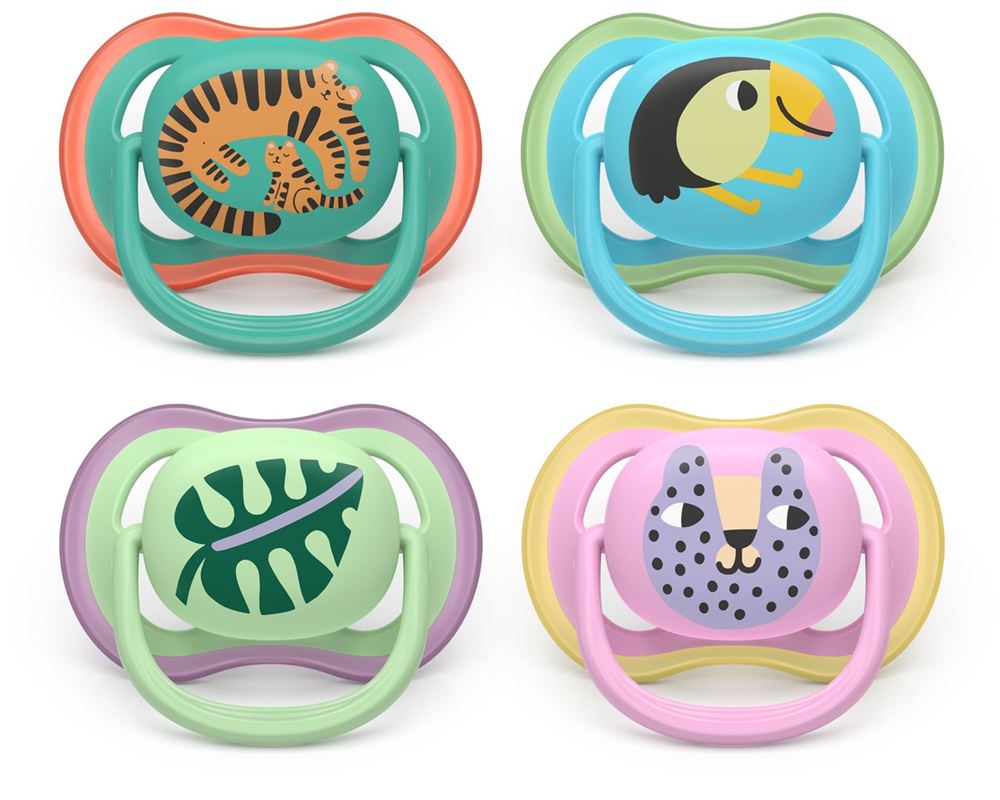 Philips Avent Schnuller Ultra Air Day 6-18 Monate Tiger/Vogel/Blatt/Gepard 4 Stk