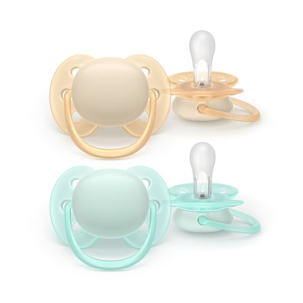 Philips Avent Schnuller Ultra Soft 0-6 Monate beige/hellblau 2 Stk