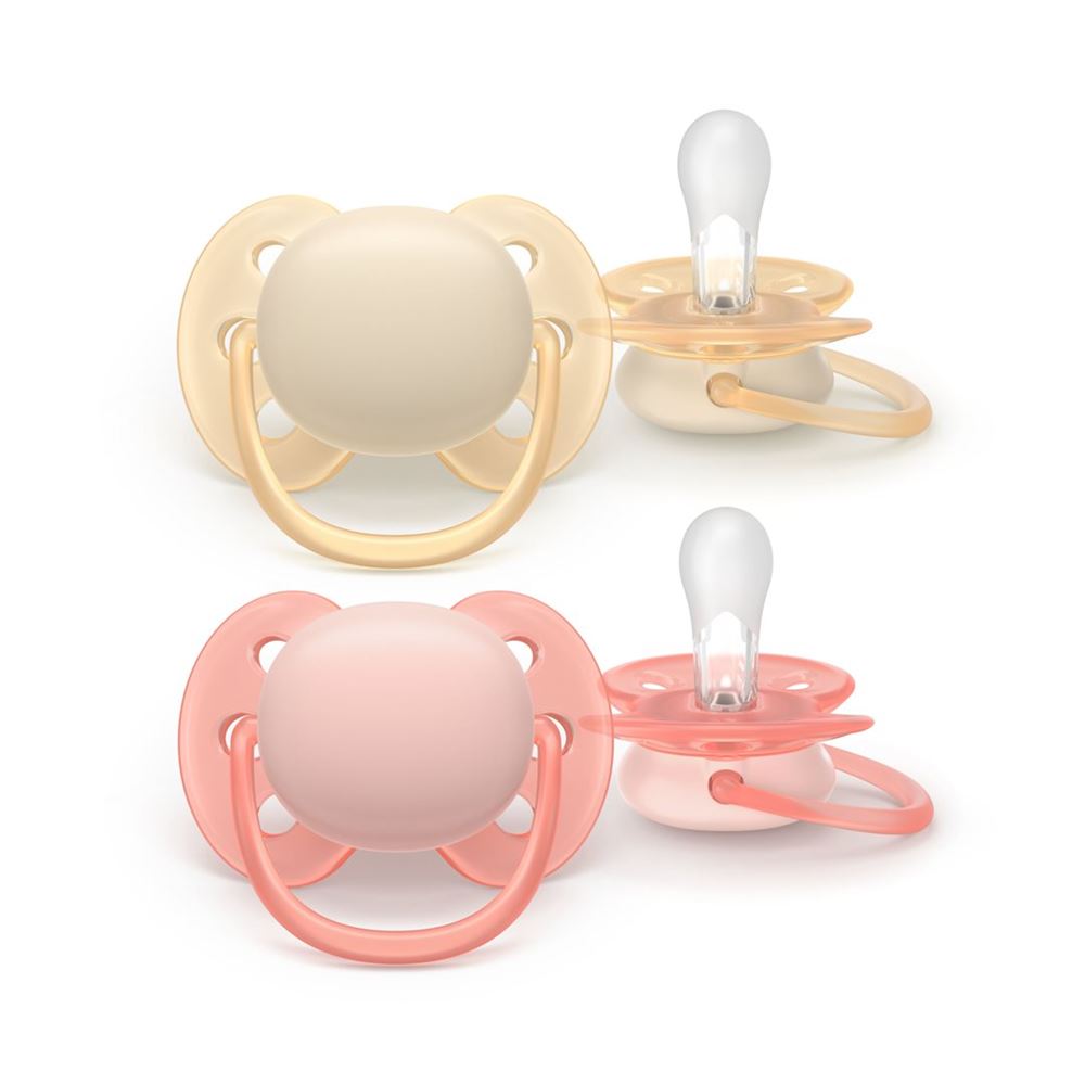 Philips Avent Schnuller Ultra Soft 0-6 Monate beige/rosa 2 Stk