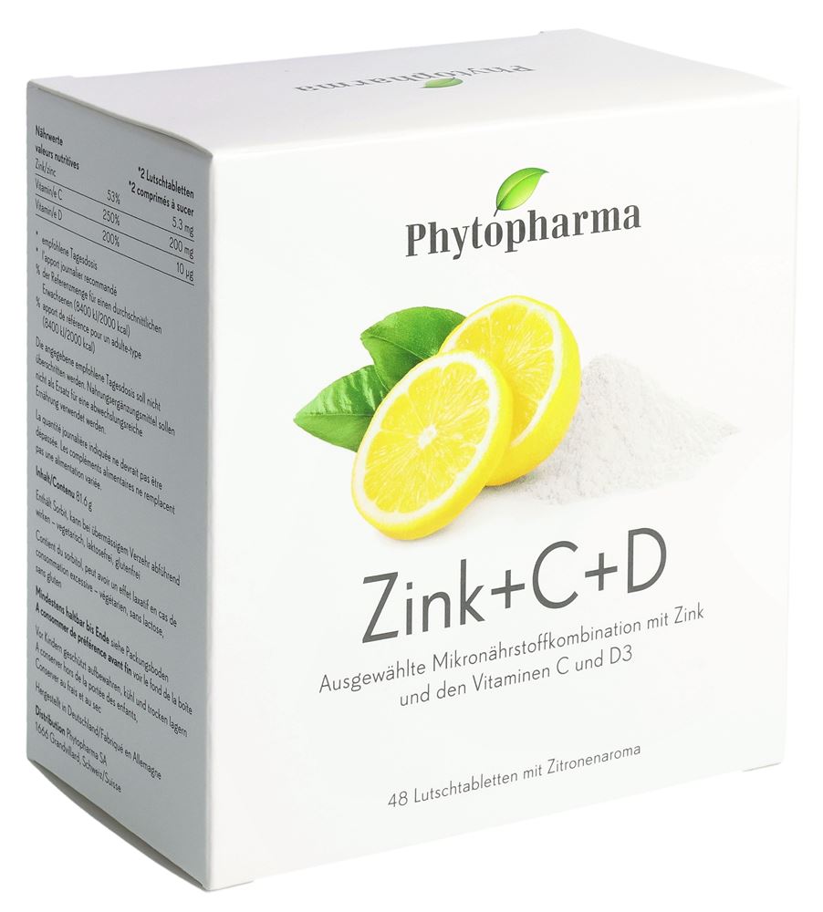 Phytopharma Zink + C + D Lutschtabl Btl 48 Stk