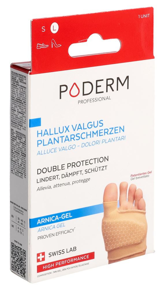 Poderm Professional Doppelschutz L für Hallux Valgus Ballenzeh & Fusssohlenschmerzen