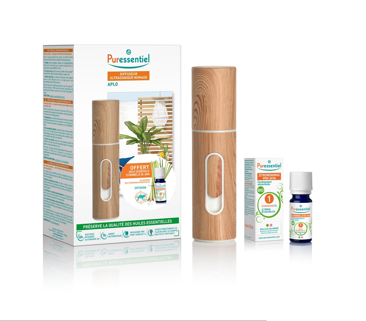 Puressentiel Anti-Stich Box Diffusion Diffuseur Aplo Ätherisches Öl Zitronengras Gratis