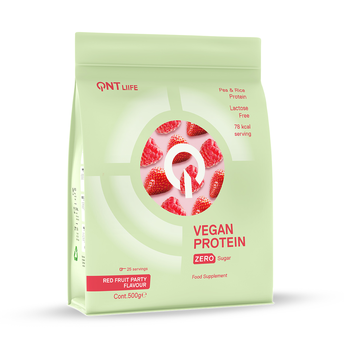 Qnt Vegan Protein Zero Sugar-Lactose Free Red Fruit Party Beutel 500 G