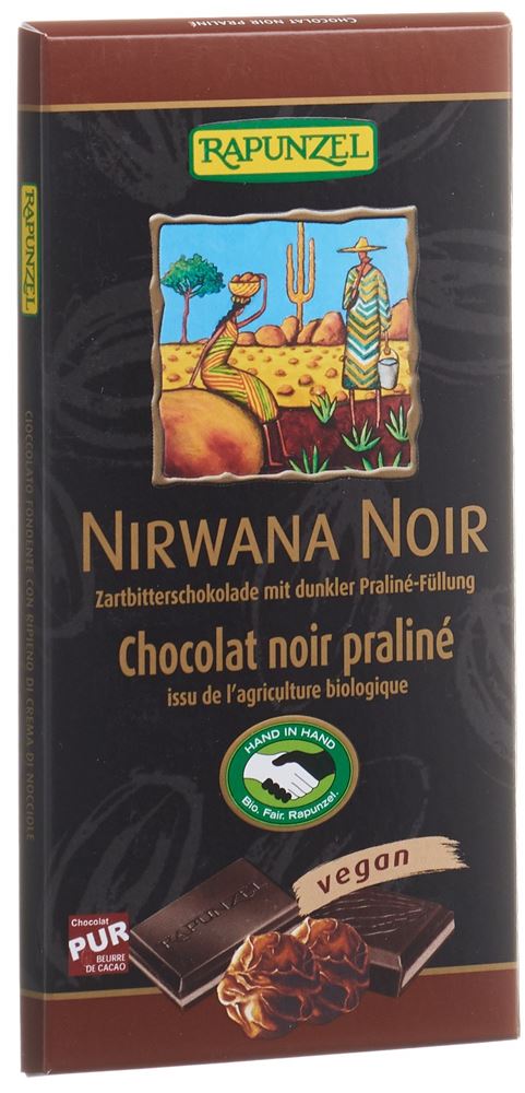 Rapunzel Zartbitterschokolade 55% mit Praliné Noir Nirwana 100 g