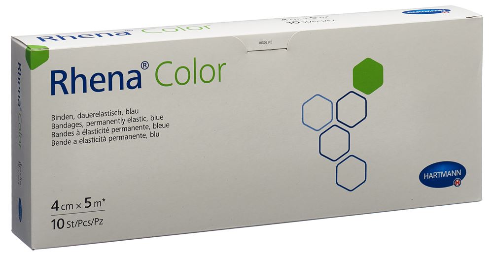 Rhena Color Elastische Binden 4cmx5m blau offen 10 Stk