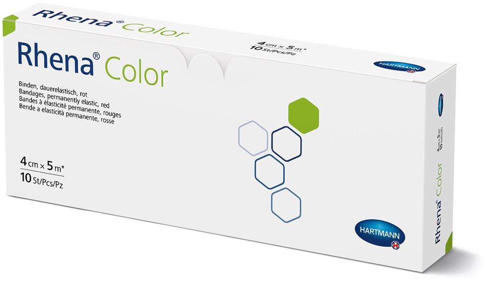 Rhena Color Elastische Binden 4cmx5m rot offen 10 Stk