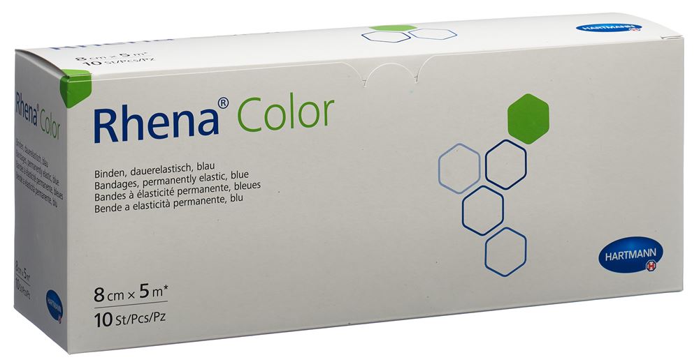 Rhena Color Elastische Binden 8cmx5m blau offen 10 Stk