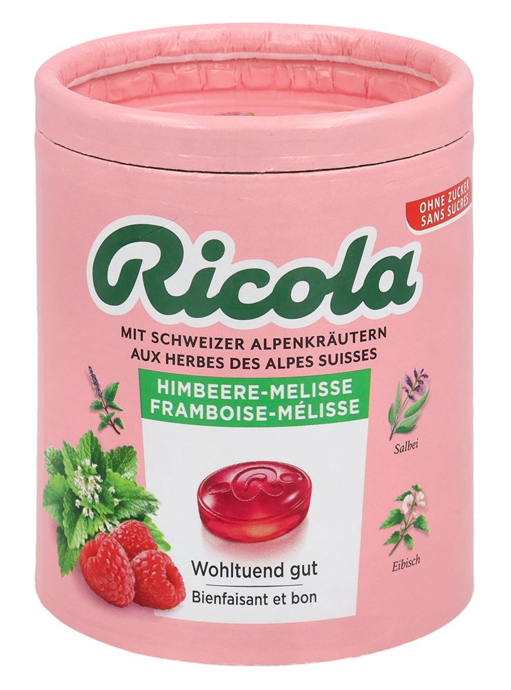 Ricola Kräuterbonbons Himbeere Melisse ohne Zucker mit Stevia Ds 100 g