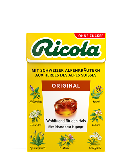 Ricola Kräuterbonbons Original ohne Zucker mit Stevia Box 50 g