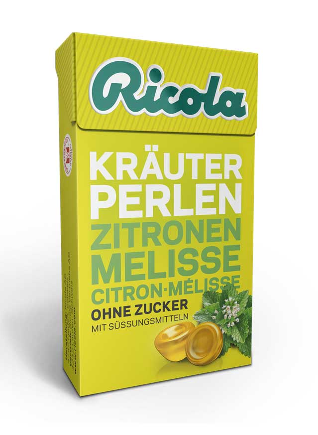 Ricola Kräuterperlen Zitronenmelisse ohne Zucker Box 25 g