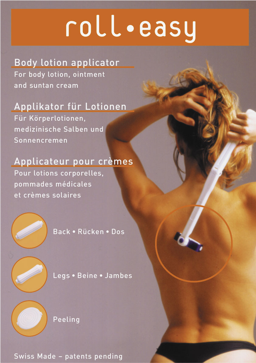 roll easy Applikator für Lotionen mit 4 Aufsätze
