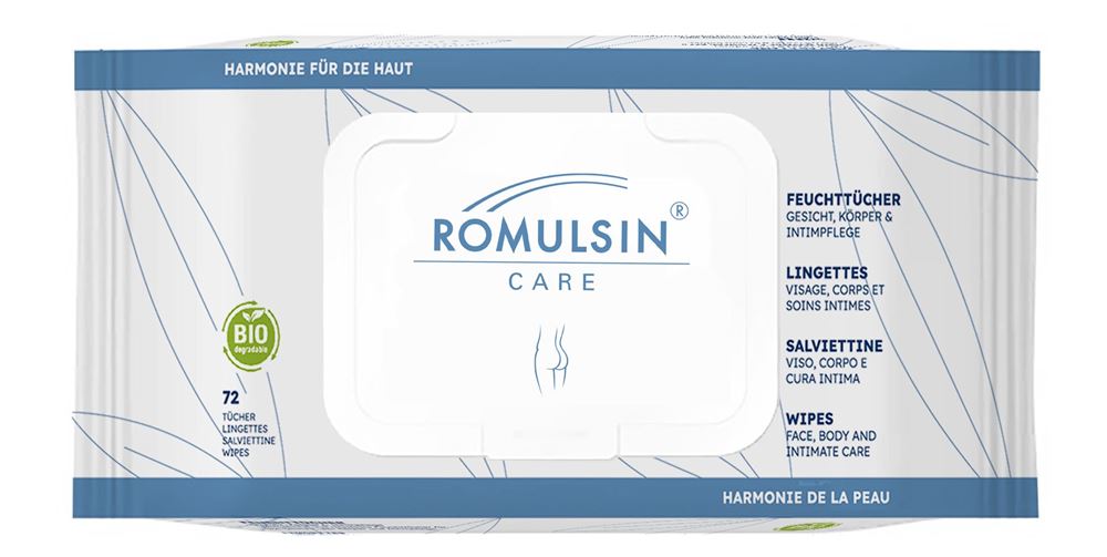 Romulsin Care Feuchttücher für Gesicht Körper & Intimpflege Box 72 Stk