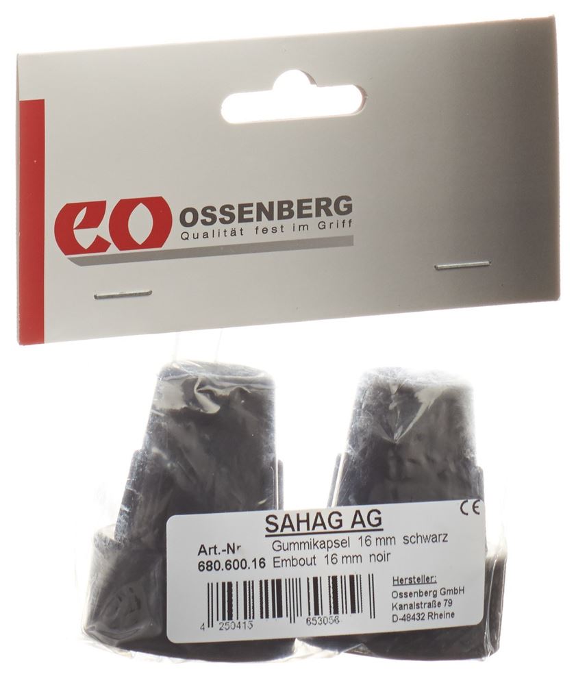 Sahag Krückenkapseln 16mm schwarz 1 Paar